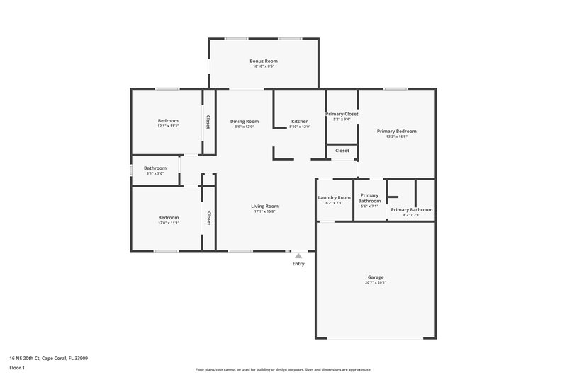 1,730/Mo, 16 NE 20th Ct Cape Coral, FL 33909 Floor Plan View