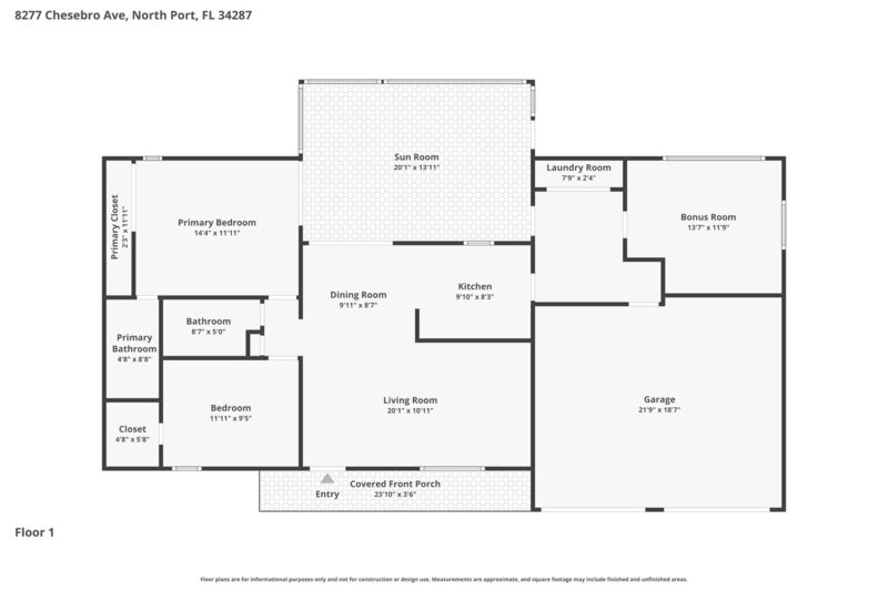 1,725/Mo, 8277 Chesebro Ave North Port, FL 34287 Floorplan View