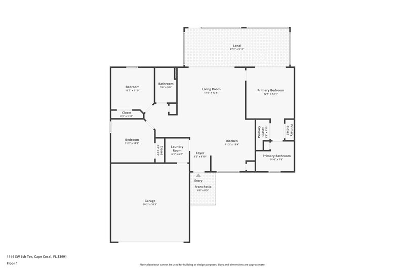 1,730/Mo, 1144 SW 6th Ter Cape Coral, FL 33991 Floor Plan View