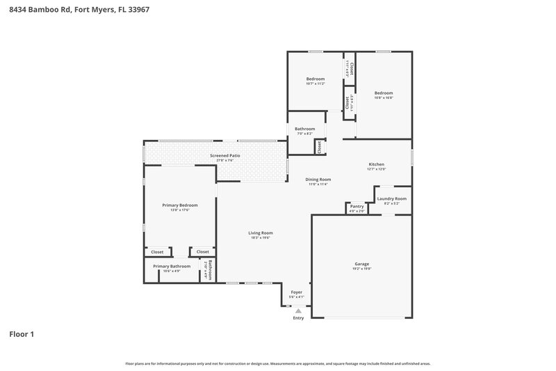 2,395/Mo, 8434 Bamboo Rd Fort Myers, FL 33967 Floor Plan View
