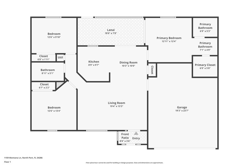 1,775/Mo, 1159 Montana Ln North Port, FL 34286 Floorplan View