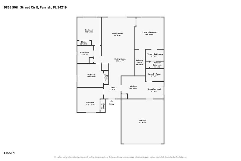 2,060/Mo, 9865 50th Street Cir E Parrish, FL 34219 Floor Plan View