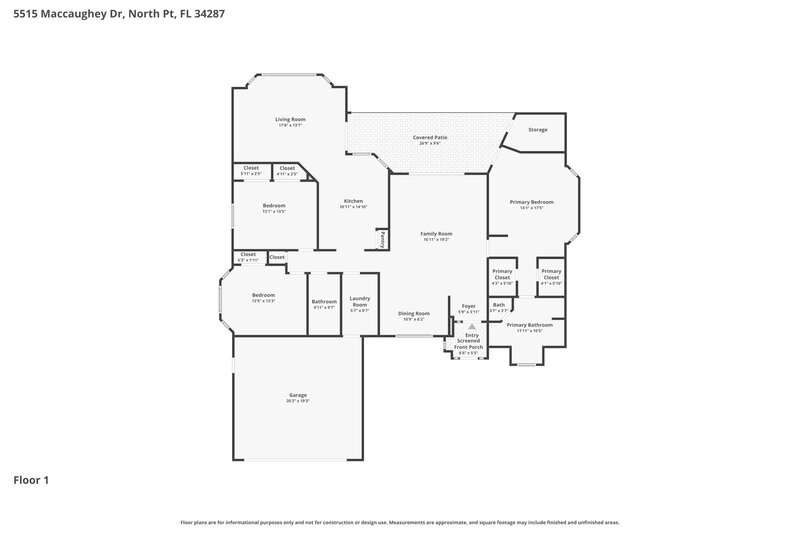 2,465/Mo, 5515 Maccaughey Dr North Port, FL 34287 Floor Plan View