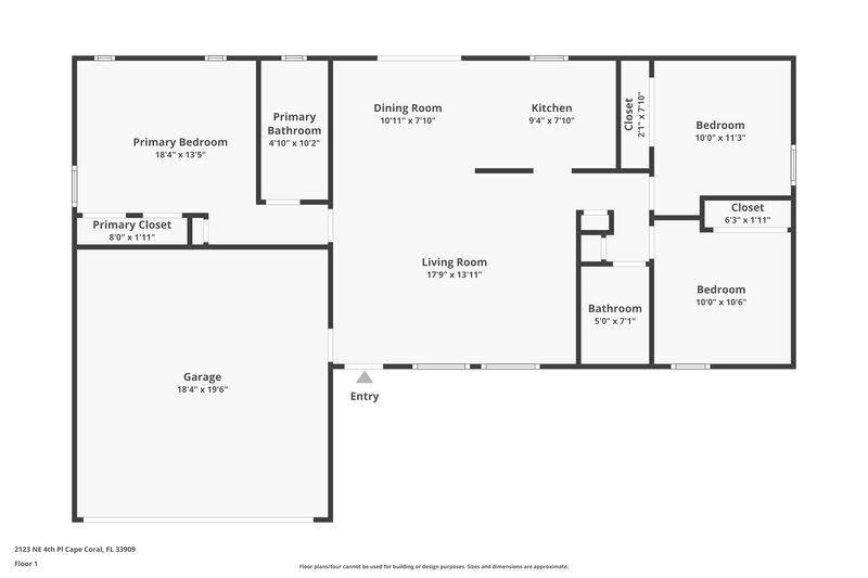 2,490/Mo, 2123 NE 4th Pl Cape Coral, FL 33909 Floor Plan View