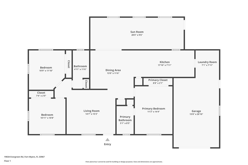 1,785/Mo, 19034 Evergreen Rd Fort Myers, FL 33967 Floor Plan View