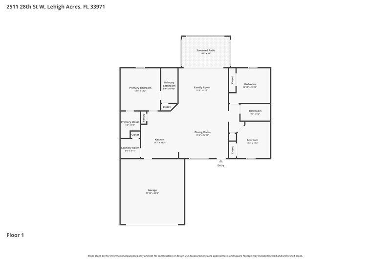 1,820/Mo, 2511 28th St W Lehigh Acres, FL 33971 Floor Plan View