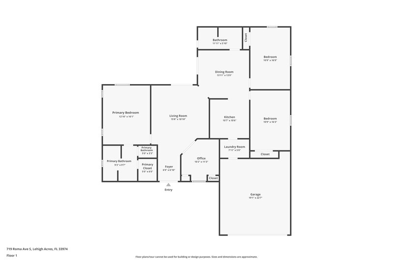 1,705/Mo, 719 Roma Ave S Lehigh Acres, FL 33974 Floor Plan View