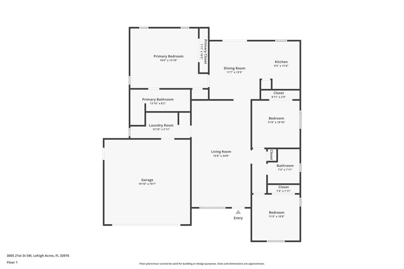 1,590/Mo, 3005 21st St SW Lehigh Acres, FL 33976 Floor Plan View