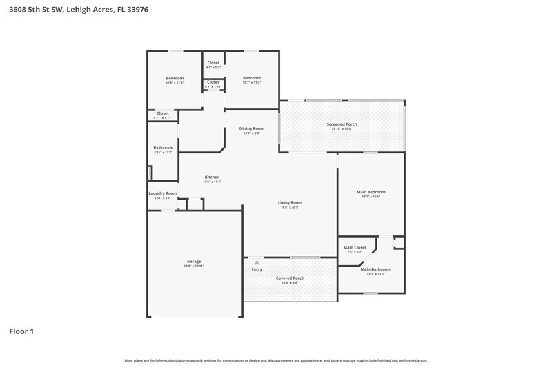 1,650/Mo, 3608 5th St SW Lehigh Acres, FL 33976 Floor Plan View