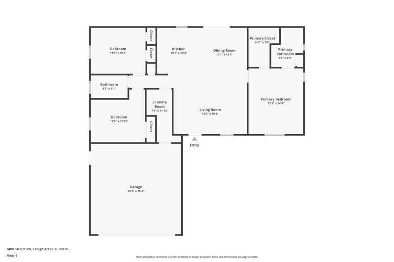2,290/Mo, 3400 34th St SW Lehigh Acres, FL 33976 Floor Plan View