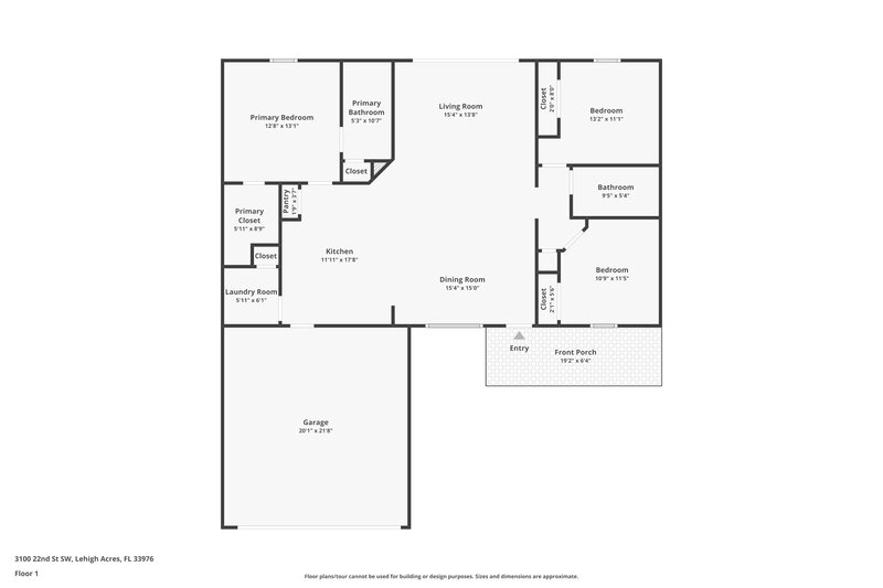 1,610/Mo, 3100 22nd St SW Lehigh Acres, FL 33976 Floor Plan View
