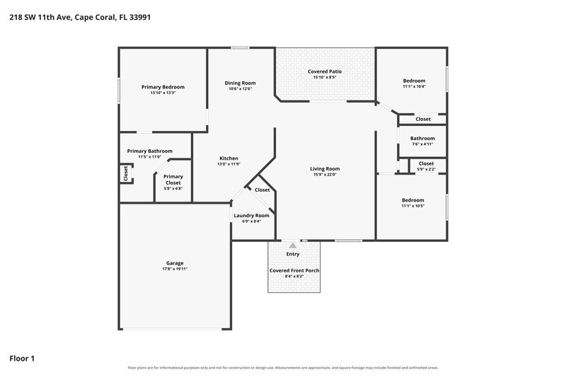 2,300/Mo, 218 SW 11th Ave Cape Coral, FL 33991 Floor Plan View