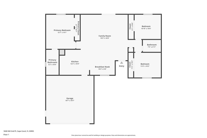1,565/Mo, 1828 NW 2nd Pl Cape Coral, FL 33993 Floor Plan View