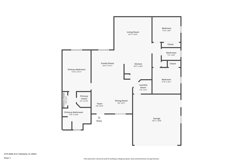 1,995/Mo, 2715 94th St E Palmetto, FL 34221 Floor Plan View