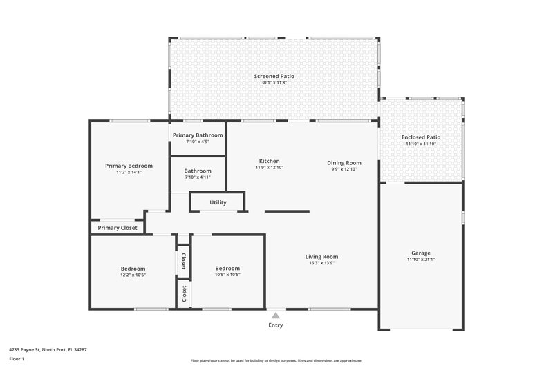 2,050/Mo, 4785 Payne St North Port, FL 34287 Floor Plan View