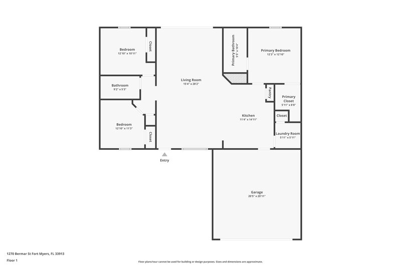2,770/Mo, 1270 Bermar St Fort Myers, FL 33913 Floor Plan View