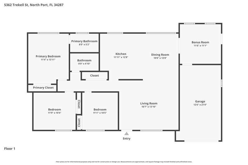 1,645/Mo, 5362 Trekell St North Port, FL 34287 Floor Plan View