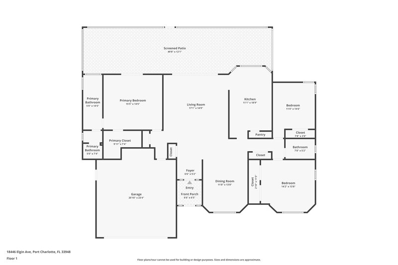 1,910/Mo, 18446 Elgin Ave Port Charlotte, FL 33948 Floor Plan View