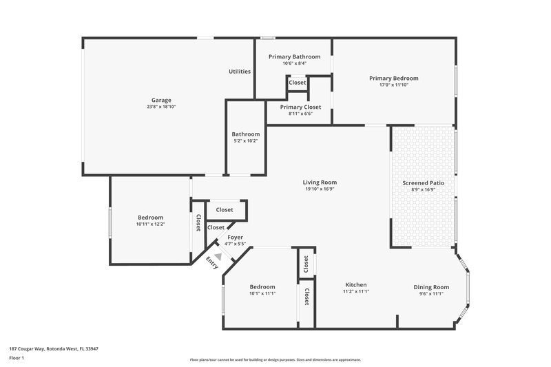 1,740/Mo, 187 Cougar Way Rotonda West, FL 33947 Floor Plan View