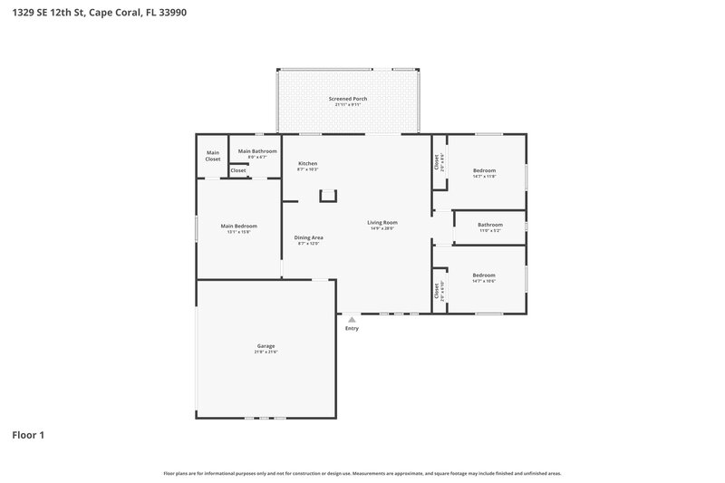 1,790/Mo, 1329 SE 12th ST Cape Coral, FL 33990 Floor Plan View