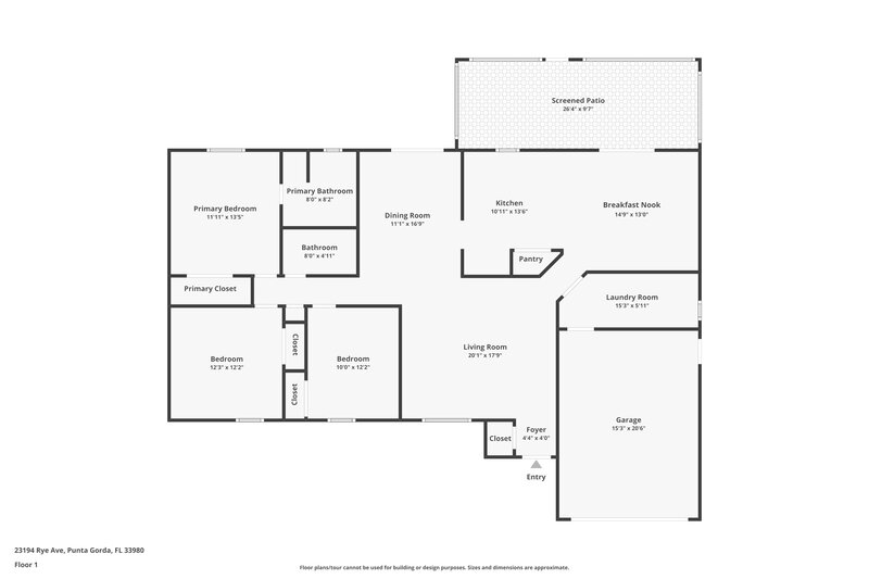 1,460/Mo, 23194 Rye AVE Port Charlotte, FL 33980 Floor Plan View