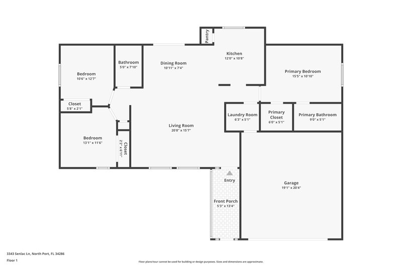 1,795/Mo, 3343 Senlac Lane North Port, FL 34286 Floor Plan View