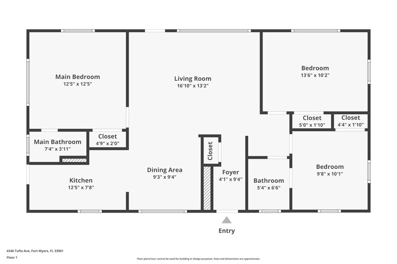 1,660/Mo, 4346 Tufts Ave Fort Myers, FL 33901 Floor Plan View