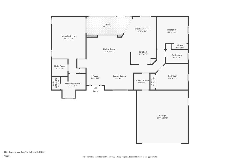 1,720/Mo, 3564 Brownwood Terrace North Port, FL 34286 Floor Plan View