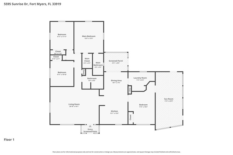 2,040/Mo, 5595 Sunrise Drive Fort Myers, FL 33919 Floor Plan View