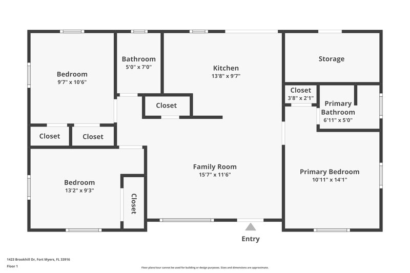 1,565/Mo, 1423 Brookhill Drive Fort Myers, FL 33916 Floor Plan View