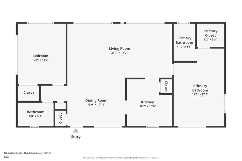 1,400/Mo, 502 Leeland Heights Boulevard E Lehigh Acres, FL 33936 Floor Plan View
