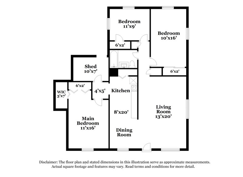 1,300/Mo, 100 Apache Street Lehigh Acres, FL 33936 Floor Plan View