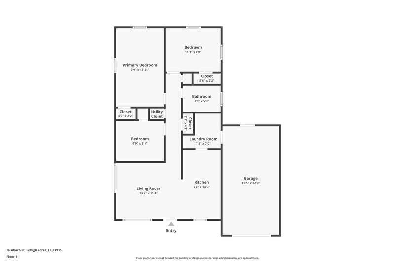 1,420/Mo, 36 Abaco Street Lehigh Acres, FL 33936 Floor Plan View