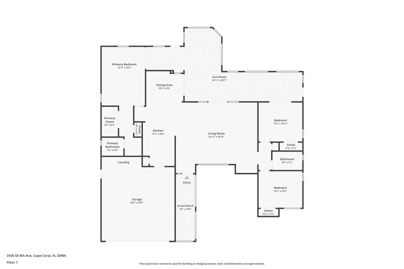 1,750/Mo, 3105 SE 8th Avenue Cape Coral, FL 33904 Floor Plan View
