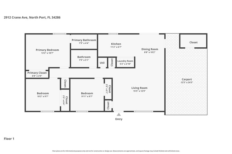 1,490/Mo, 2912 Crane Ave North Port, FL 34286 Floor Plan View