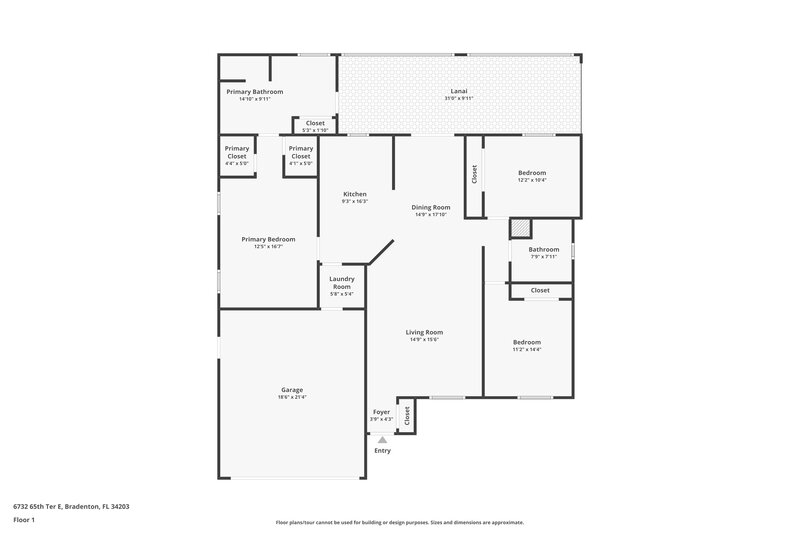 2,000/Mo, 6732 65th Ter E Bradenton, FL 34203 Floor Plan View