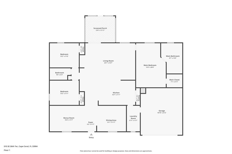 1,660/Mo, 515 SE 26th Ter Cape Coral, FL 33904 Floor Plan View