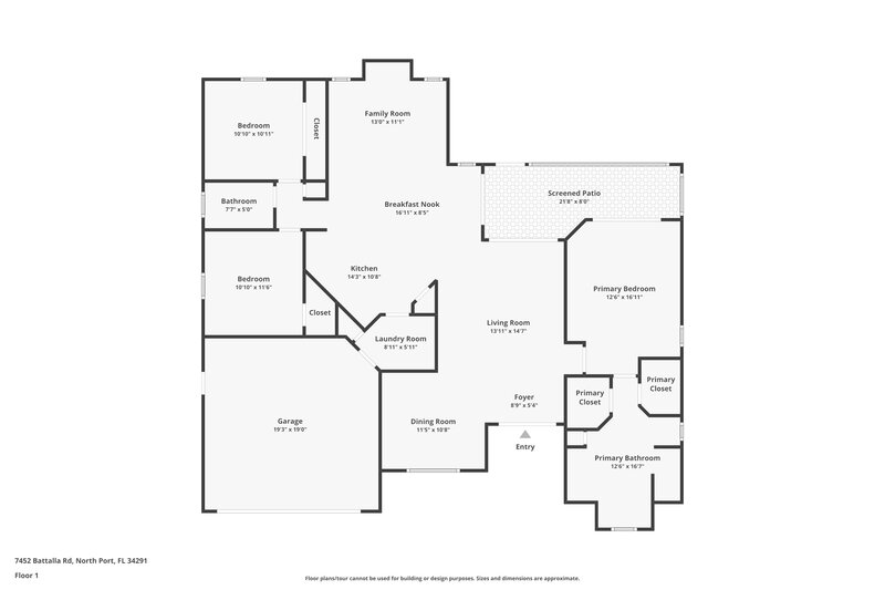 3,410/Mo, 7452 Battalla Rd North Port, FL 34291 Floor Plan View