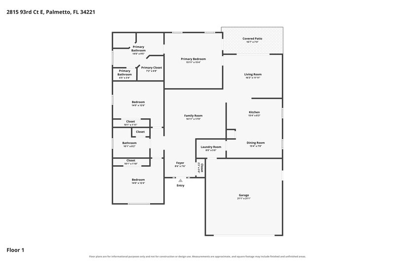 2,125/Mo, 2815 93rd Ct E Palmetto, FL 34221 Floor Plan View