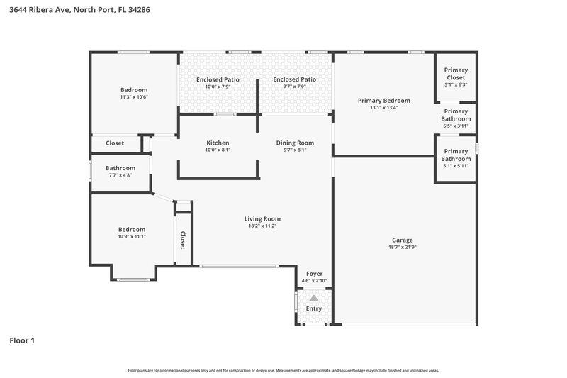 2,080/Mo, 3644 Ribera Ave North Port, FL 34286 Floor Plan View