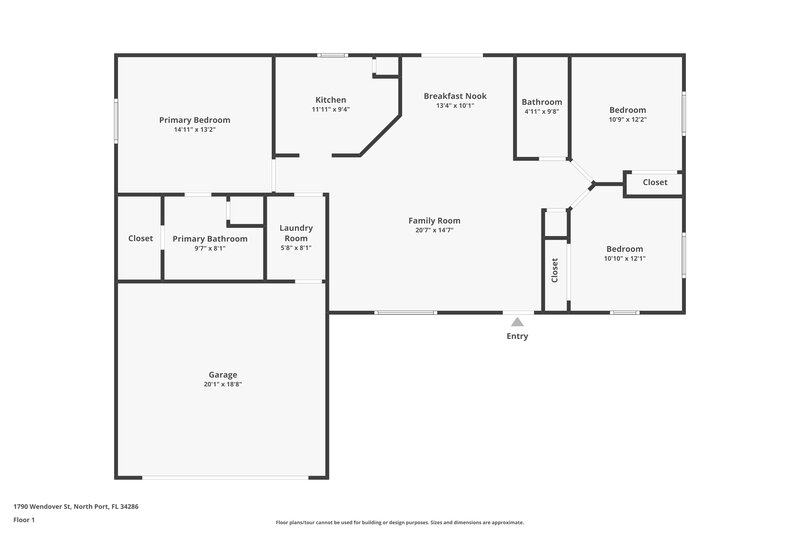1,860/Mo, 1790 Wendover St North Port, FL 34286 Floor Plan View