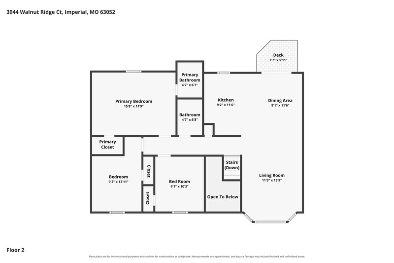 2,075/Mo, 3944 Walnut Ridge Ct Imperial, MO 63052 Floor Plan View