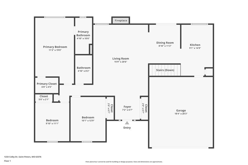 2,255/Mo, 1233 Colby Dr Saint Peters, MO 63376 Floor Plan View