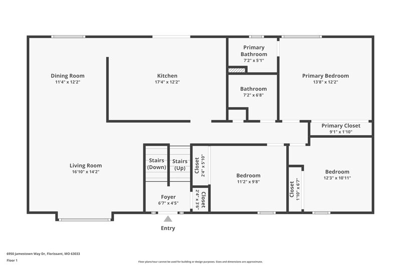 3,250/Mo, 6950 Jamestown Way Dr Florissant, MO 63033 Floor Plan View 2
