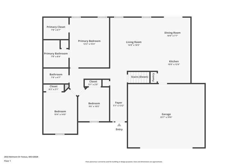 1,900/Mo, 2032 Belmont Dr Festus, MO 63028 Floor Plan View