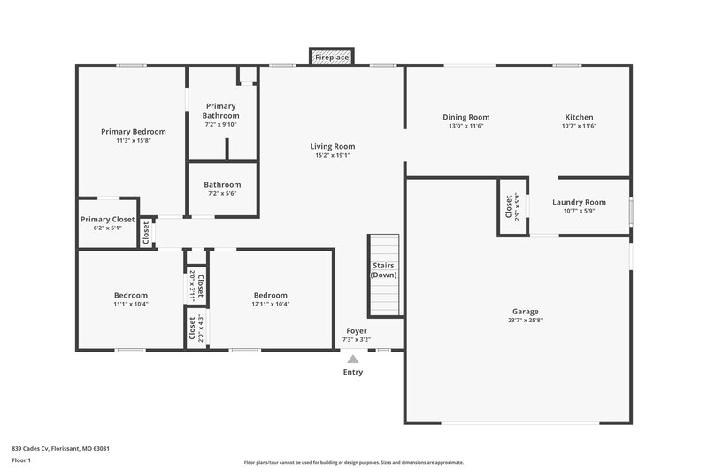 2,020/Mo, 839 Cades Cove Florissant, MO 63031 Floor Plan View