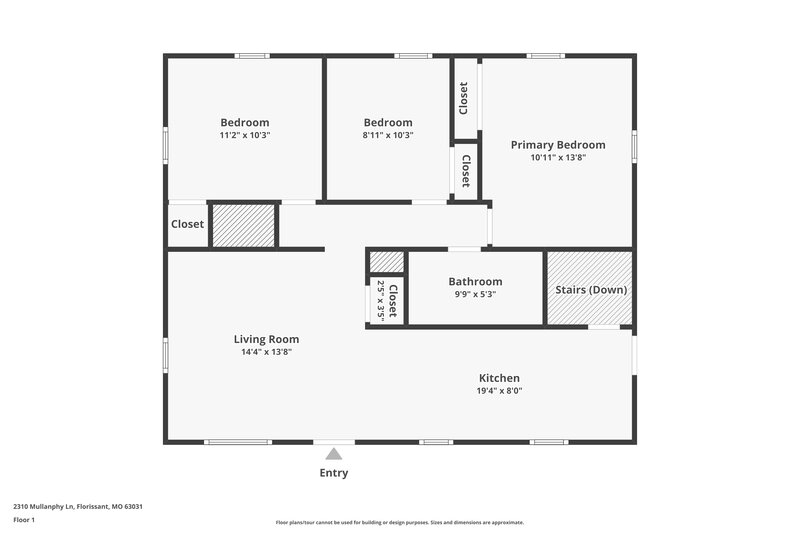 1,380/Mo, 2310 Mullanphy Ln Florissant, MO 63031 Floor Plan View 2