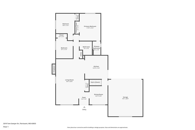 1,805/Mo, 3319 Tom Sawyer Dr Florissant, MO 63033 Floor Plan View