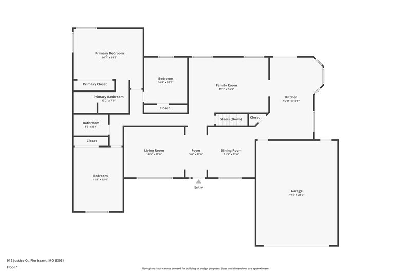 2,125/Mo, 912 Justice Ct Florissant, MO 63034 Floor Plan View