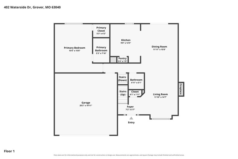 2,440/Mo, 402 Waterside Dr Grover, MO 63040 Floor Plan View 2